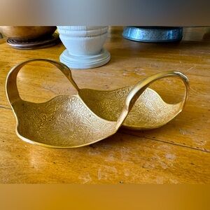 Brass swan peacock gold embossed dish